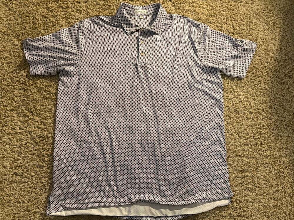 Peter Millar Summer Comfort Polo Shirt Size XL Geometric Print Old Hawthorne